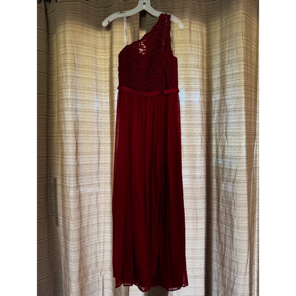 David’s Bridal | One Shoulder Long Lace Dress Bridesmaid - Picture 2 of 9